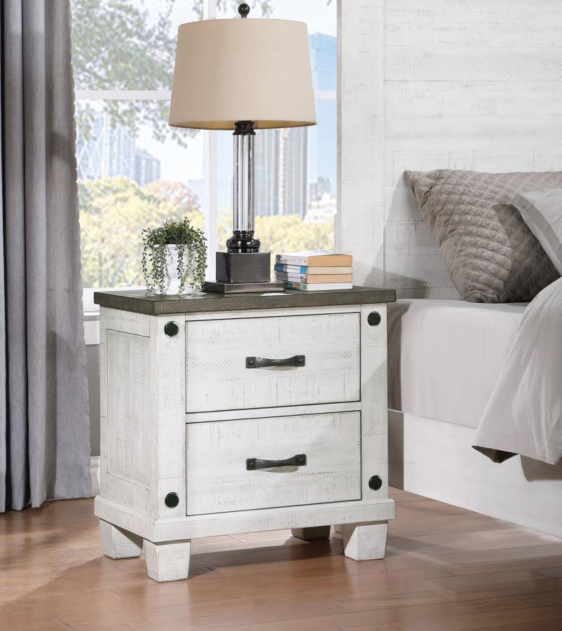 (image for) Lilith 2-drawer Nightstand Distressed White