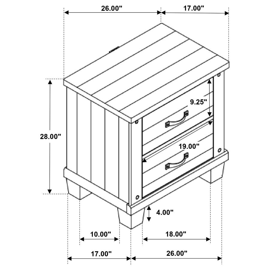 (image for) Lilith 2-drawer Nightstand Distressed White