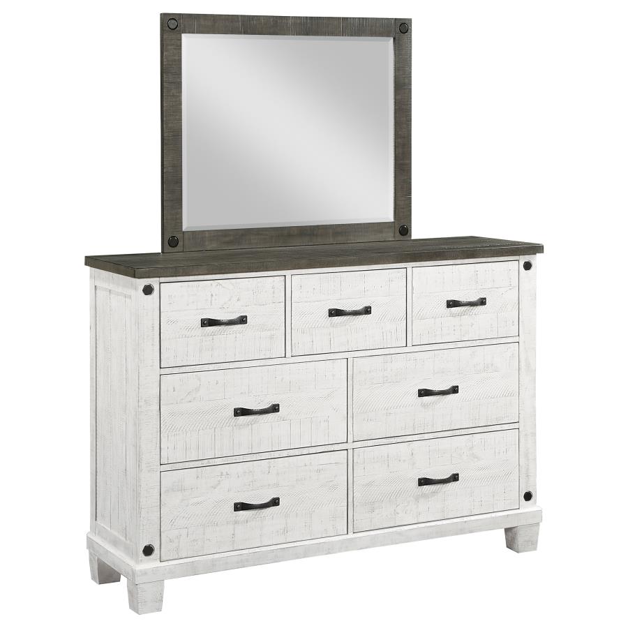 (image for) Lilith 7-drawer Dresser with Mirror Distressed White