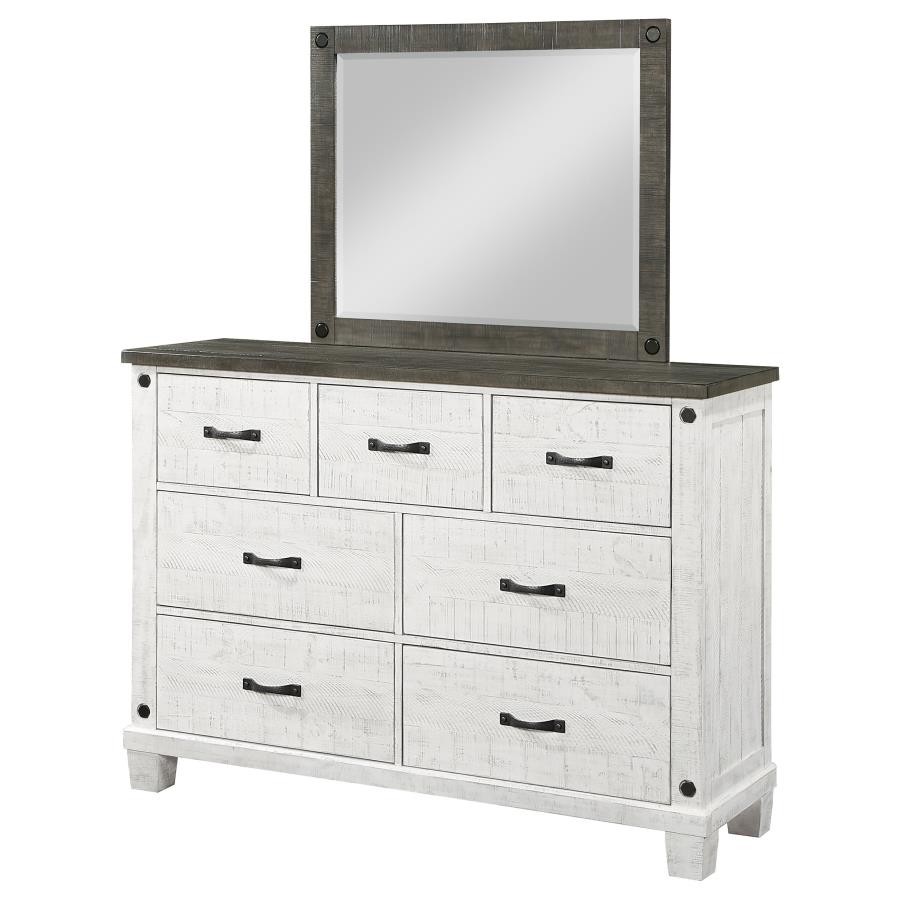 (image for) Lilith 7-drawer Dresser with Mirror Distressed White