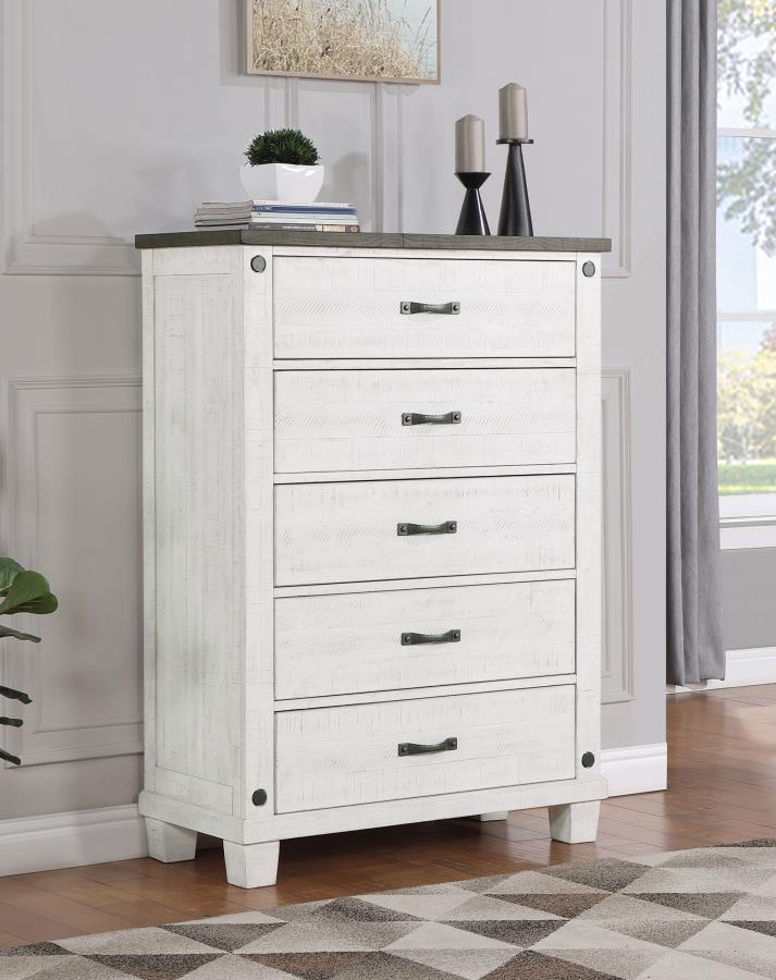 (image for) Lilith 5-drawer Bedroom Chest Distressed White