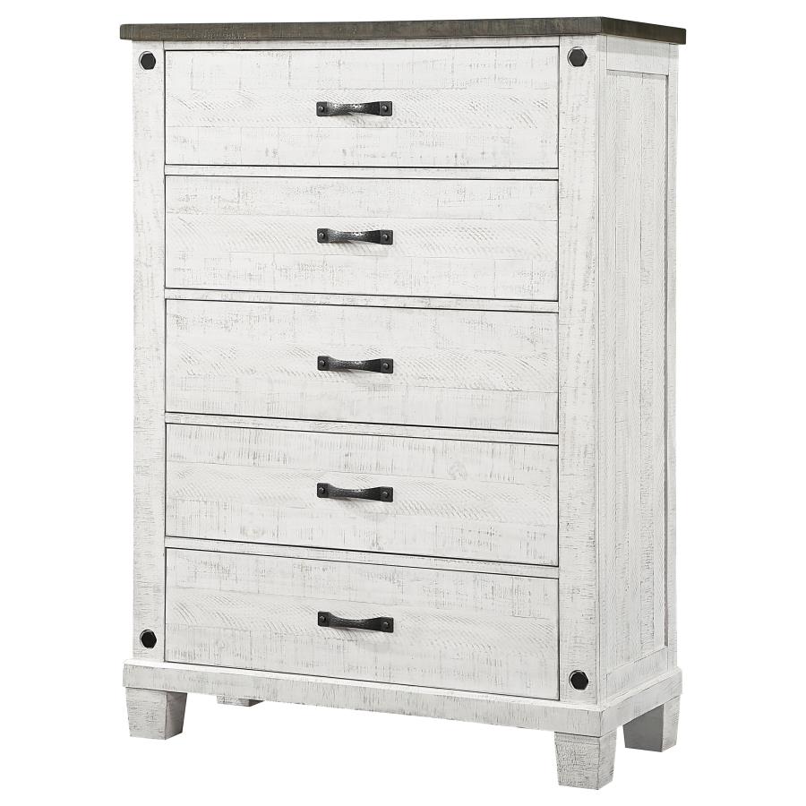 (image for) Lilith 5-drawer Bedroom Chest Distressed White