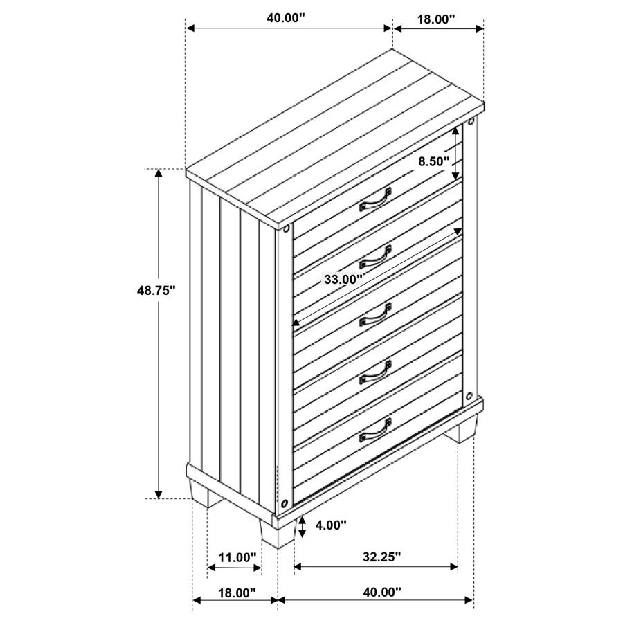 (image for) Lilith 5-drawer Bedroom Chest Distressed White