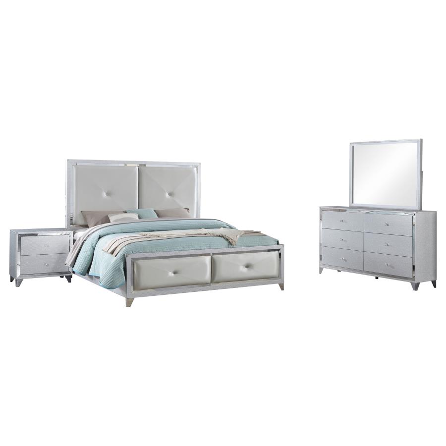 (image for) Larue 4-piece Eastern King Bedroom Set Silver