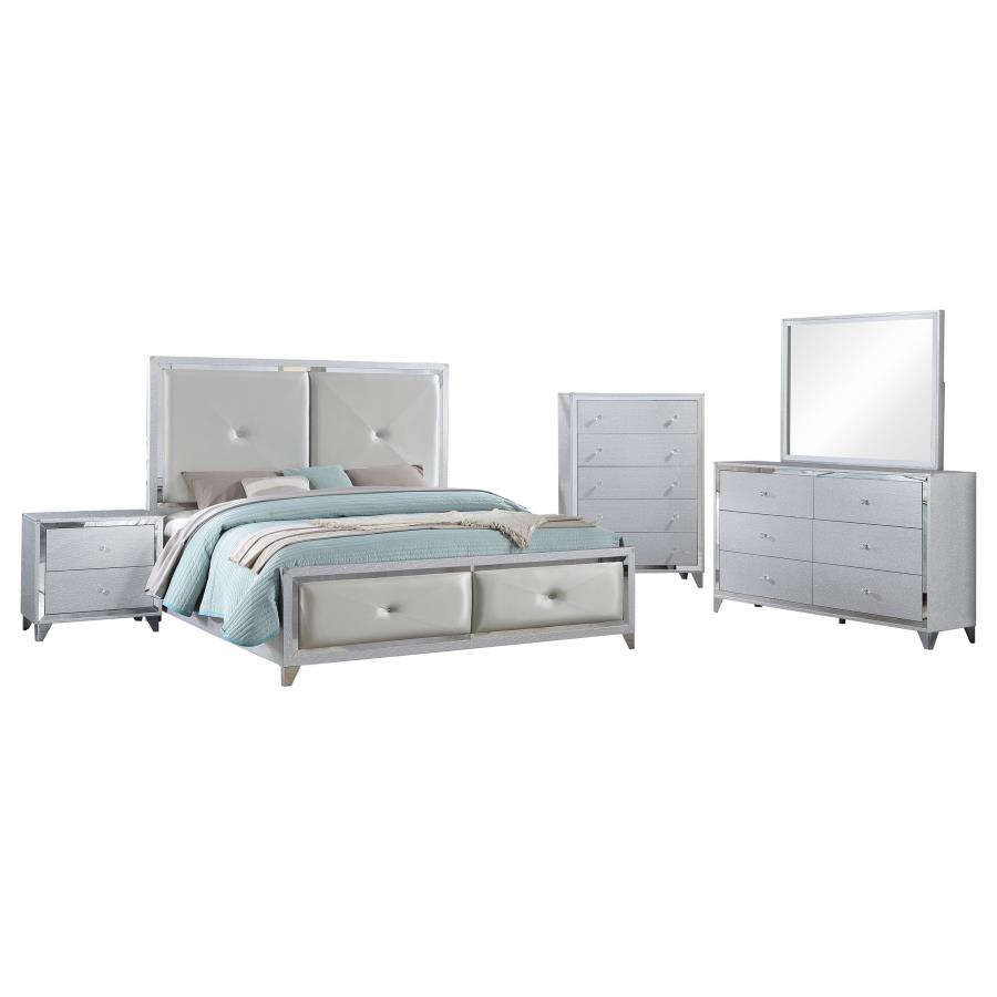 (image for) Larue 5-piece Eastern King Bedroom Set Silver