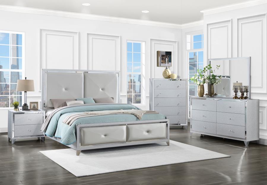 (image for) Larue 5-piece Queen Bedroom Set Silver - Click Image to Close