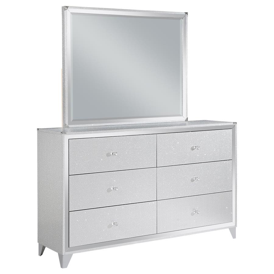 (image for) Larue 6-drawer Dresser with Mirror Silver