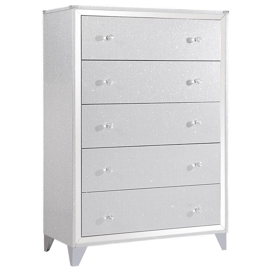 (image for) Larue 5-drawer Bedroom Chest Silver - Click Image to Close