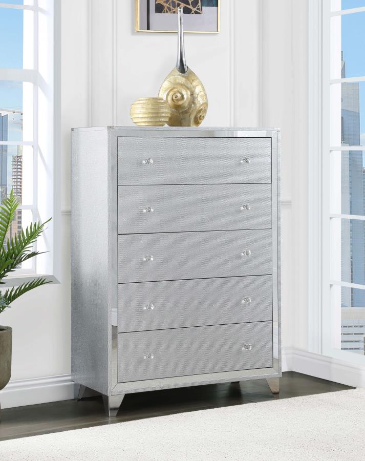 (image for) Larue 5-drawer Bedroom Chest Silver