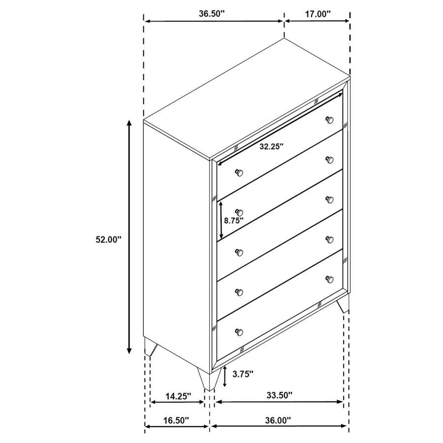 (image for) Larue 5-drawer Bedroom Chest Silver