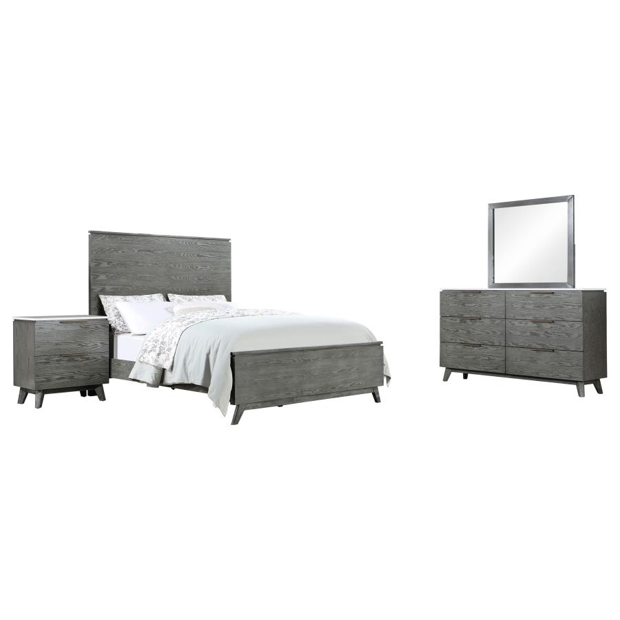 (image for) Nathan 4-piece Eastern King Bedroom Set Grey - Click Image to Close