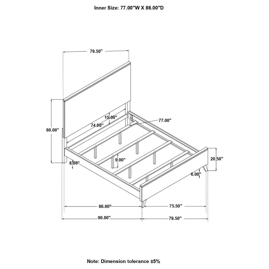 (image for) Nathan Wood California King Panel Bed Grey