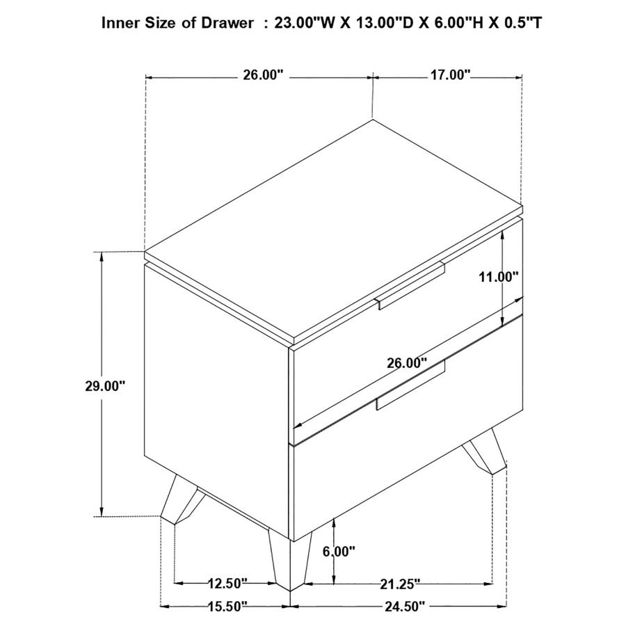 (image for) Nathan 2-drawer Nightstand Grey