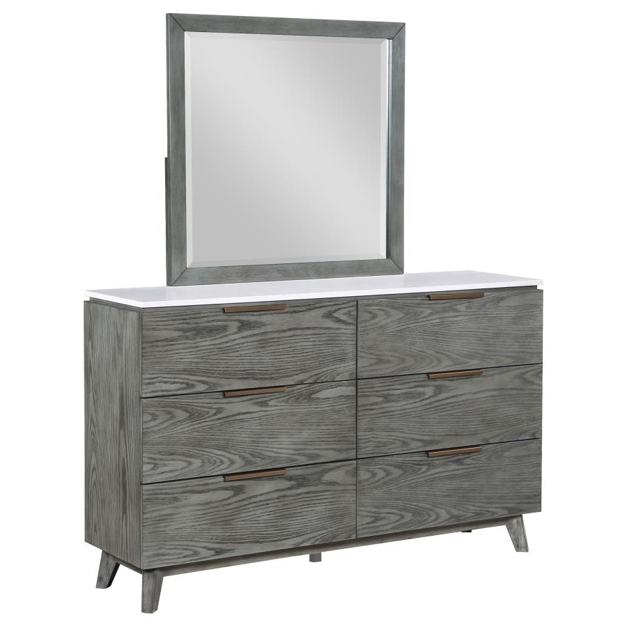 (image for) Nathan 6-drawer Dresser with Mirror Grey - Click Image to Close