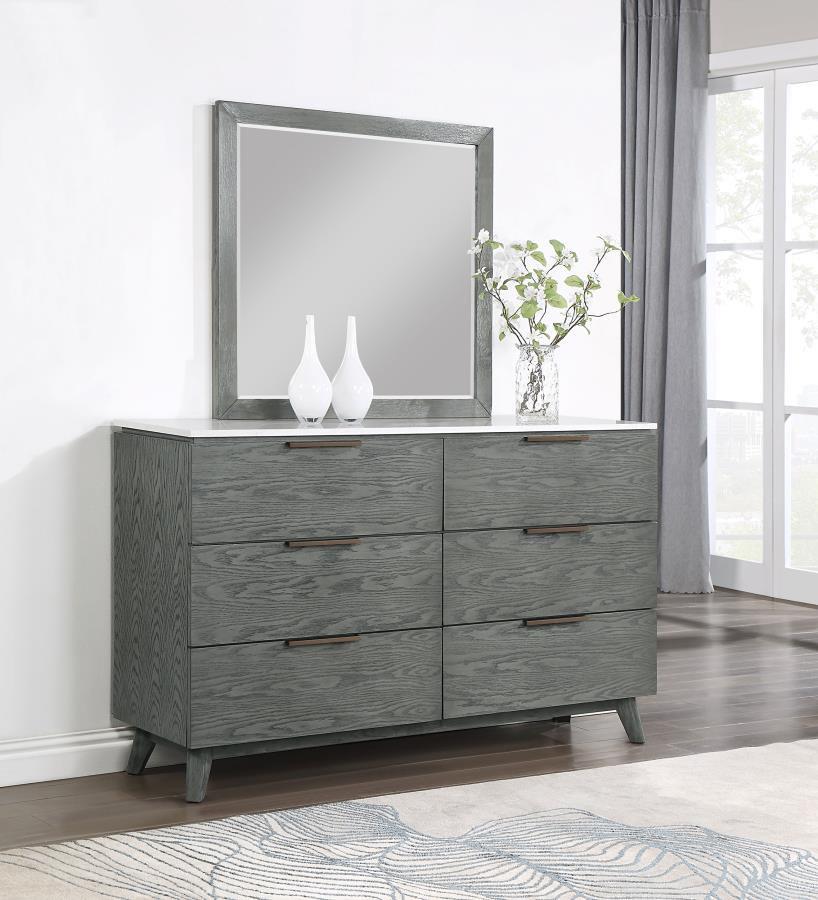 (image for) Nathan 6-drawer Dresser with Mirror Grey