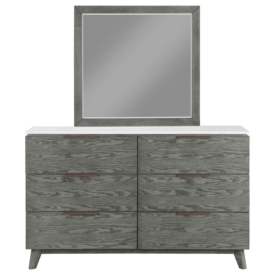 (image for) Nathan 6-drawer Dresser with Mirror Grey