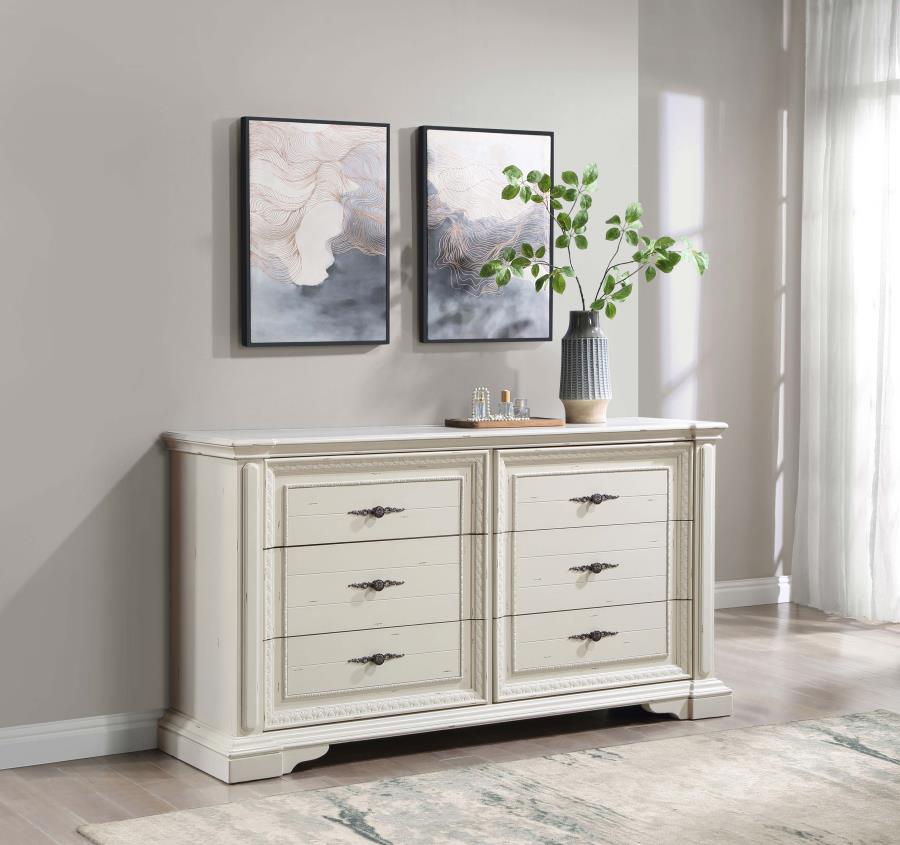 (image for) Evelyn 6-drawer Dresser Antique White