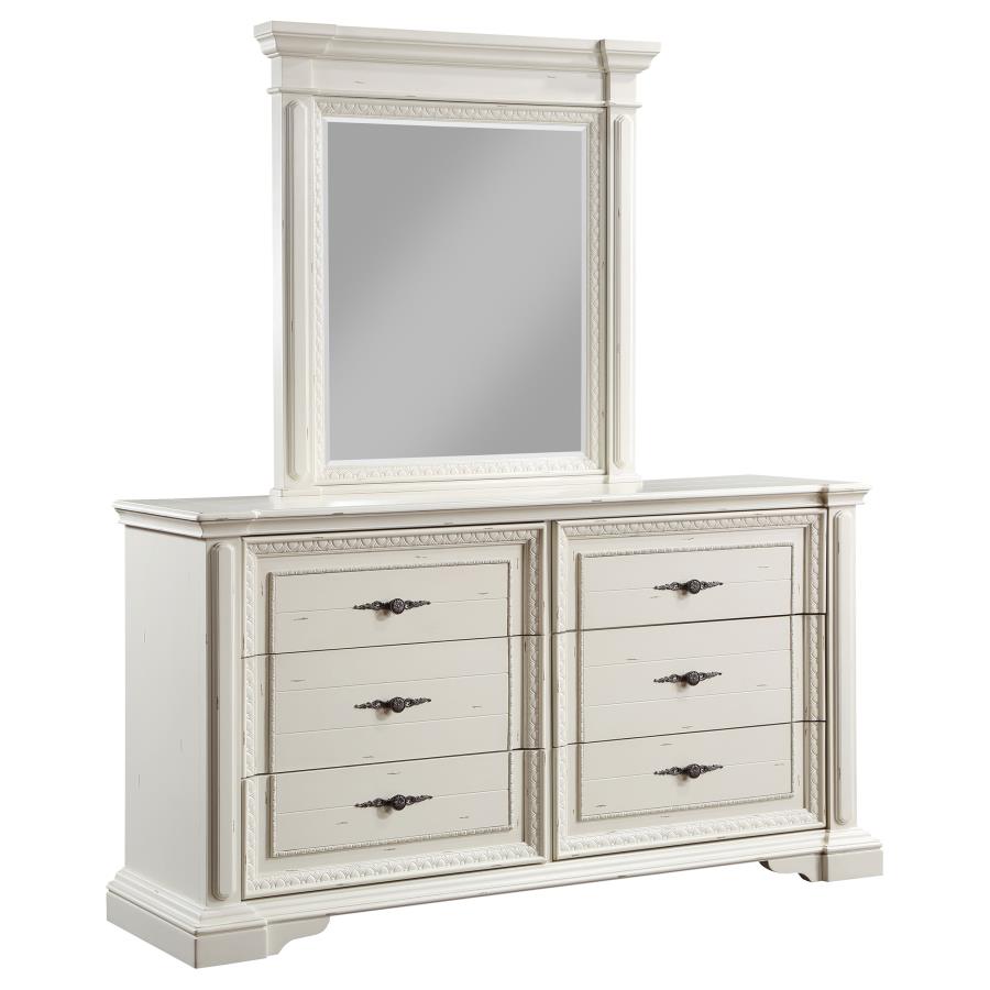 (image for) Evelyn 6-drawer Dresser with Mirror Antique White