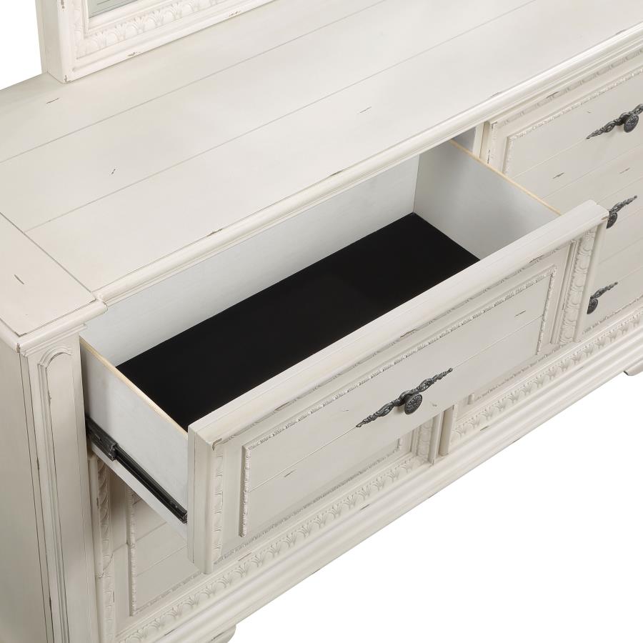 (image for) Evelyn 6-drawer Dresser with Mirror Antique White