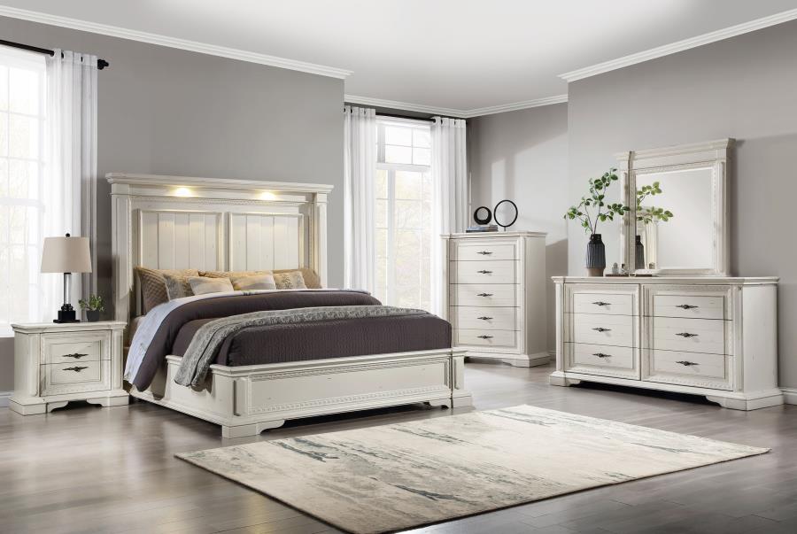 (image for) Evelyn 5-drawer Bedroom Chest Distressed White