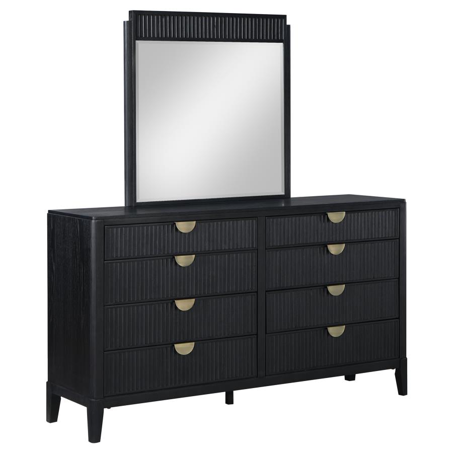 (image for) Brookmead 8-drawer Dresser with Mirror Black - Click Image to Close