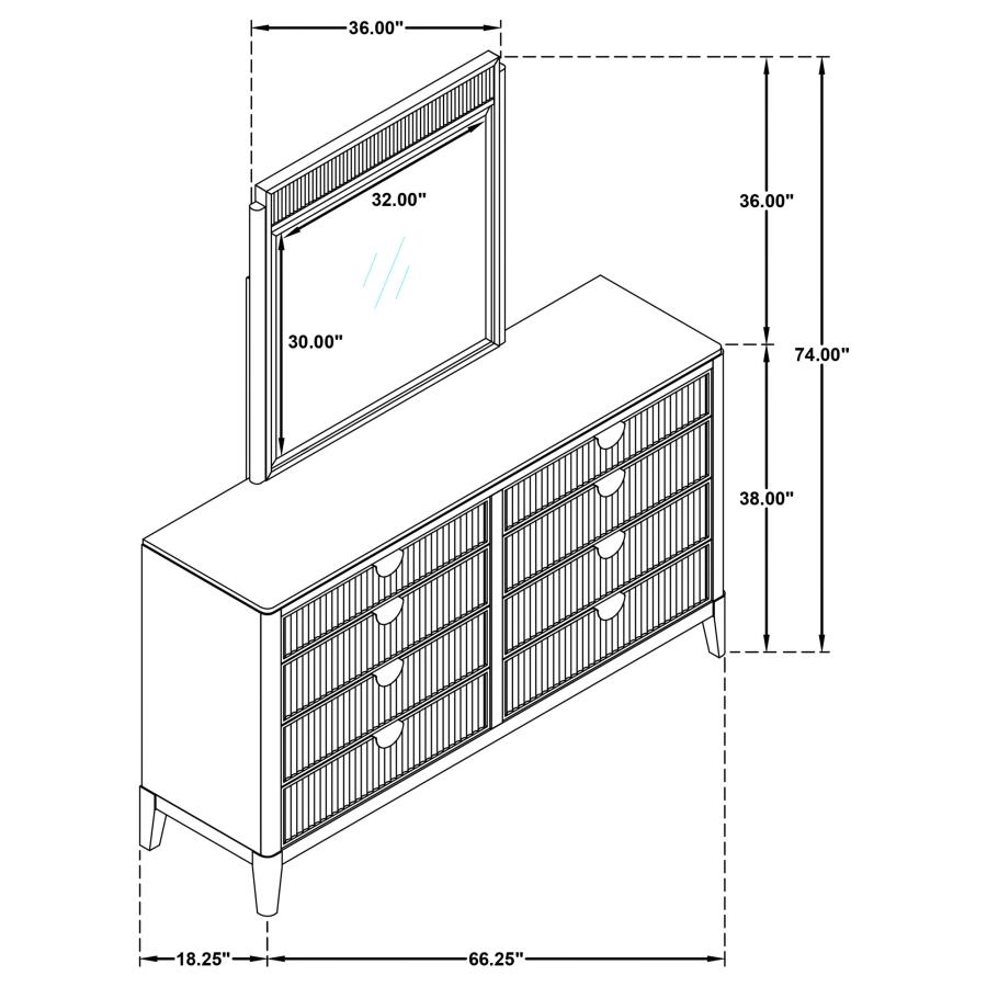 (image for) Brookmead 8-drawer Dresser with Mirror Black