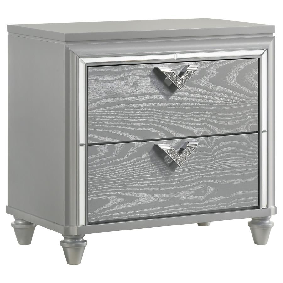 (image for) Veronica 2-drawer Nightstand Light Silver - Click Image to Close