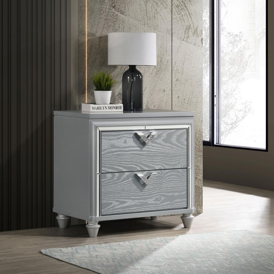 (image for) Veronica 2-drawer Nightstand Light Silver