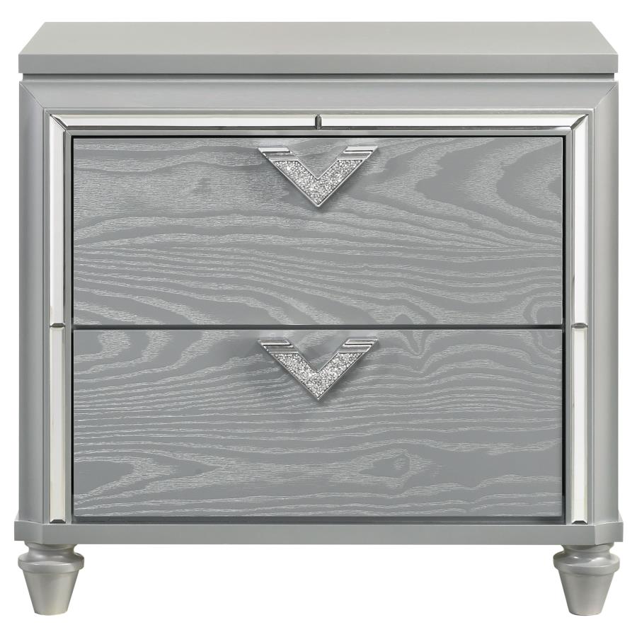 (image for) Veronica 2-drawer Nightstand Light Silver