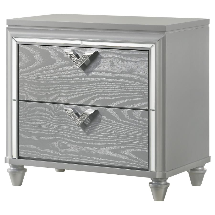 (image for) Veronica 2-drawer Nightstand Light Silver