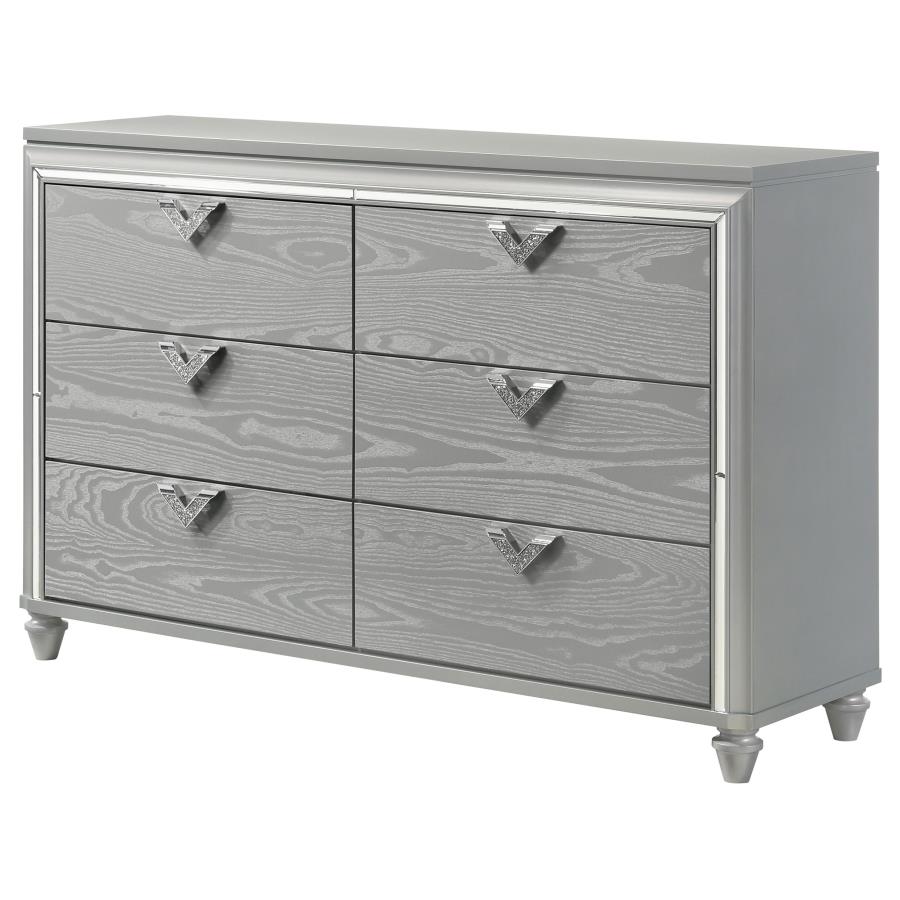 (image for) Veronica 6-drawer Dresser Light Silver