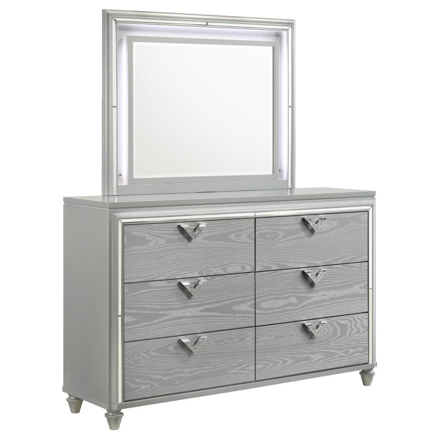 (image for) Veronica 6-drawer Dresser with Mirror Light Silver - Click Image to Close