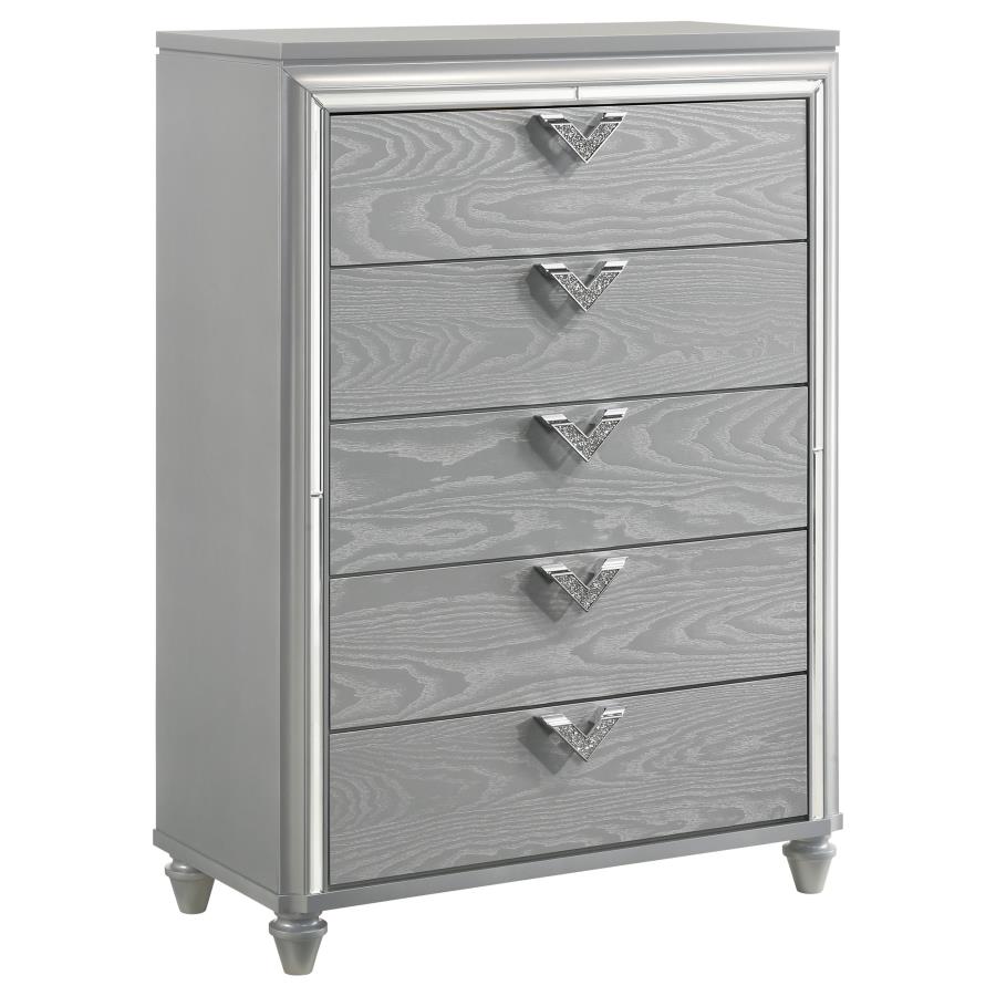 (image for) Veronica 5-drawer Bedroom Chest Light Silver - Click Image to Close