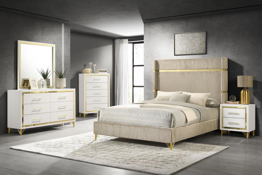 (image for) Lucia 5-piece Queen Bedroom Set Beige and White - Click Image to Close