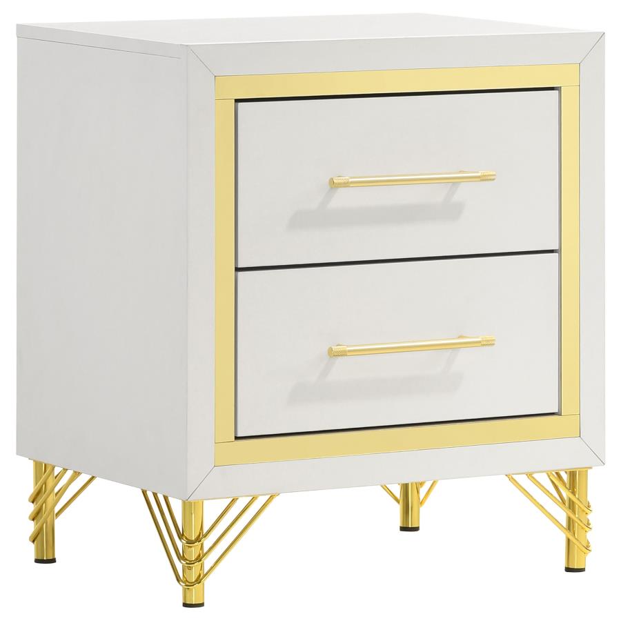 (image for) Lucia 2-drawer Nightstand Bedside Table White - Click Image to Close