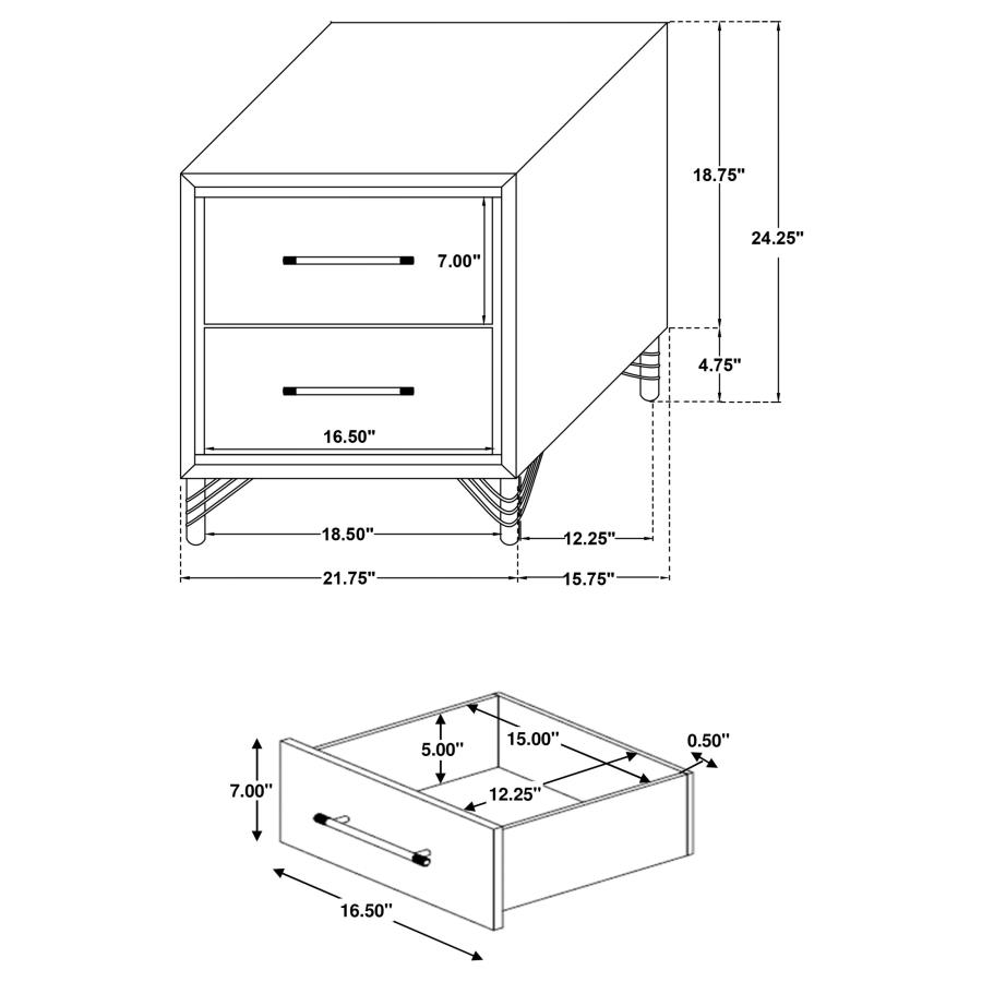 (image for) Lucia 2-drawer Nightstand White 