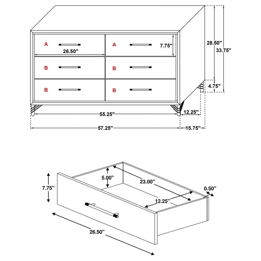 (image for) Lucia 6-drawer Dresser White 