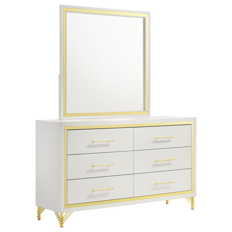 (image for) Lucia 6-drawer Dresser with Mirror White - Click Image to Close