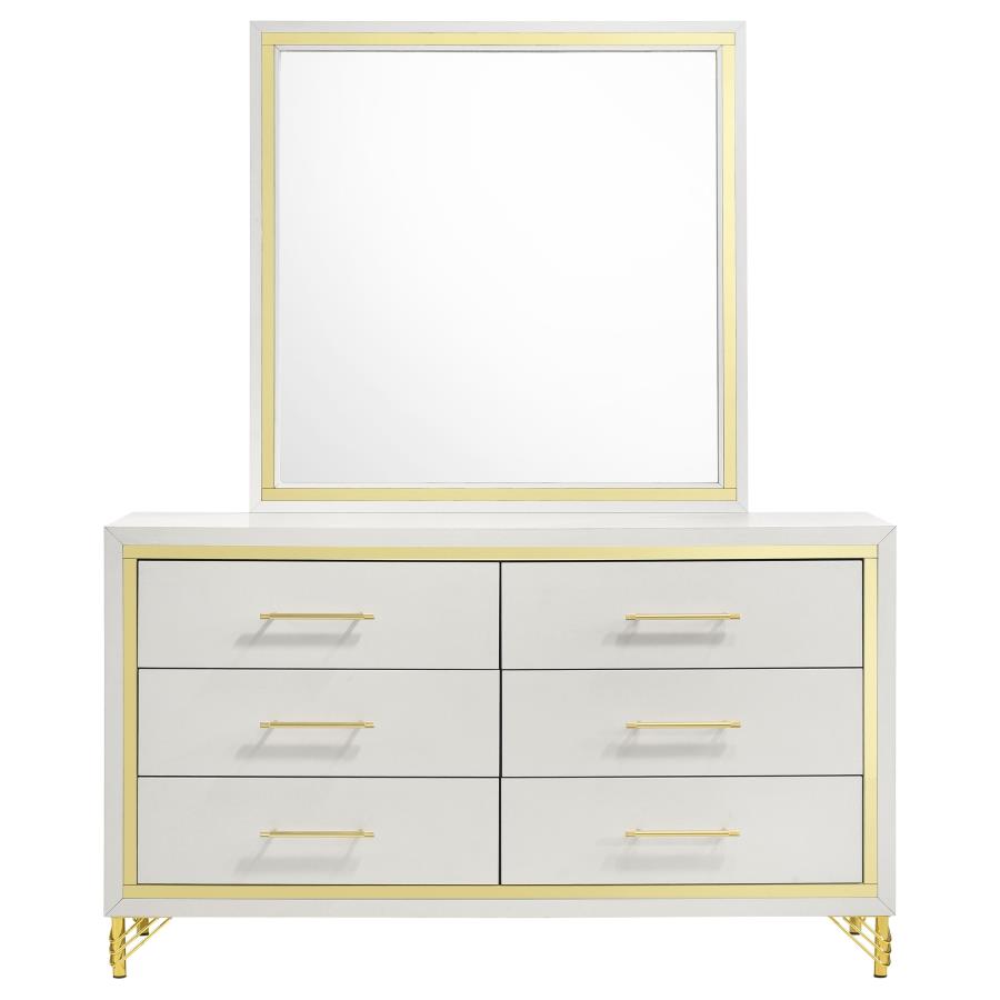 (image for) Lucia 6-drawer Dresser with Mirror White 