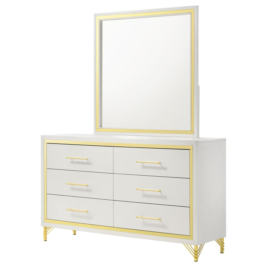 (image for) Lucia 6-drawer Dresser with Mirror White 