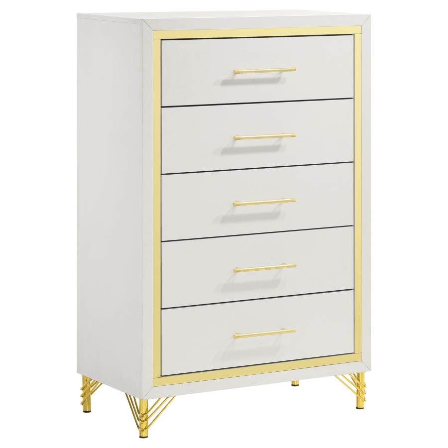 (image for) Lucia 5-drawer Bedroom Chest of Drawers White - Click Image to Close