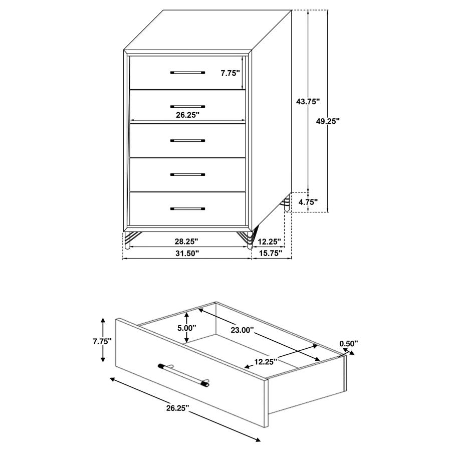 (image for) Lucia 5-drawer Bedroom Chest White 