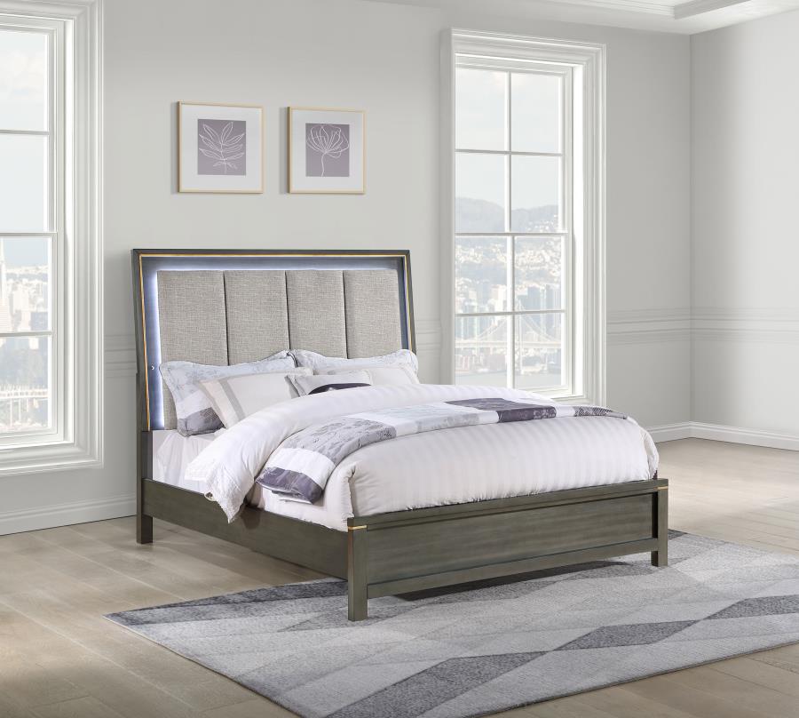 (image for) Kieran Wood California King LED Panel Bed Grey