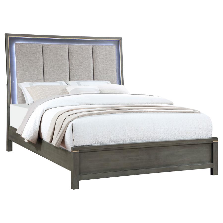 (image for) Kieran Wood California King LED Panel Bed Grey