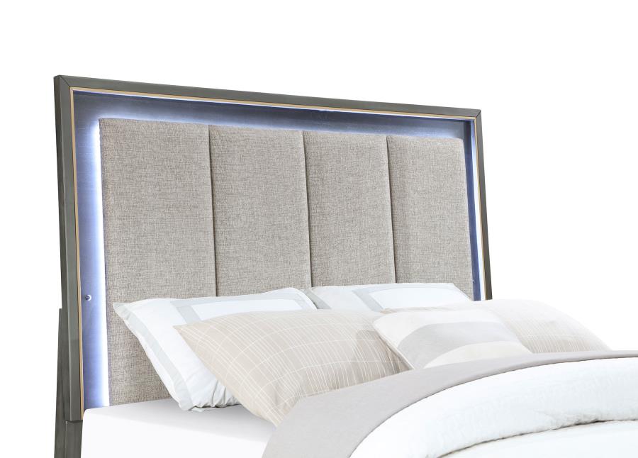 (image for) Kieran Wood California King LED Panel Bed Grey