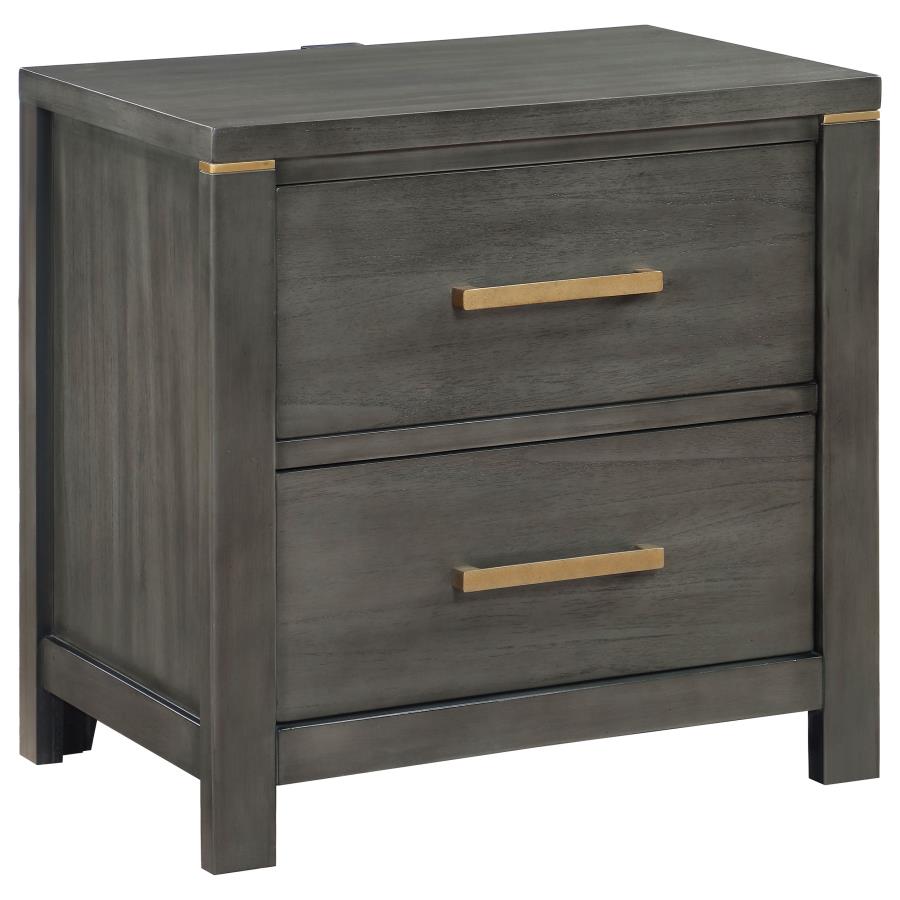 (image for) Kieran 2-drawer Nightstand Grey - Click Image to Close