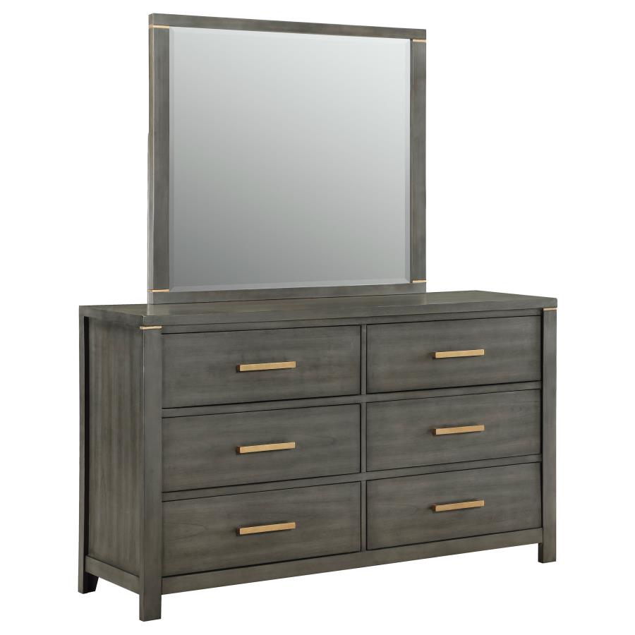 (image for) Kieran 6-drawer Dresser with Mirror Grey