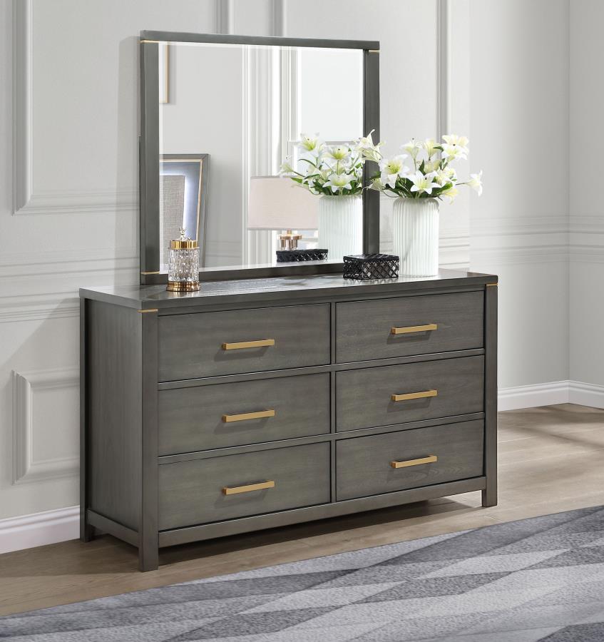 (image for) Kieran 6-drawer Dresser with Mirror Grey