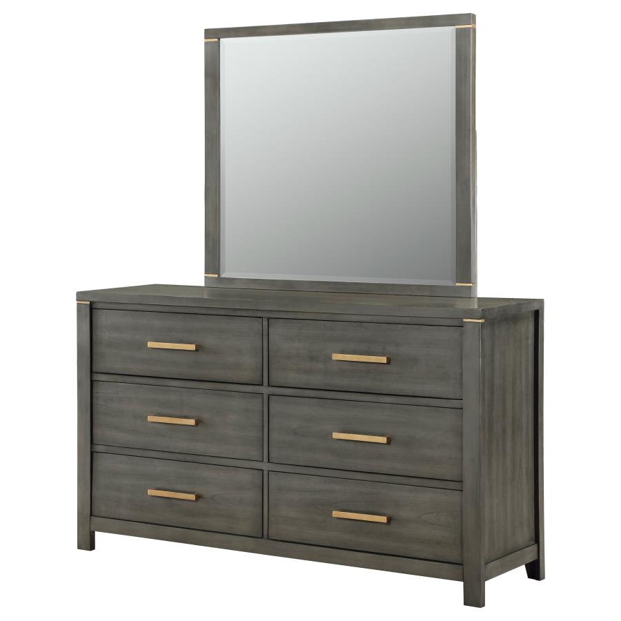 (image for) Kieran 6-drawer Dresser with Mirror Grey