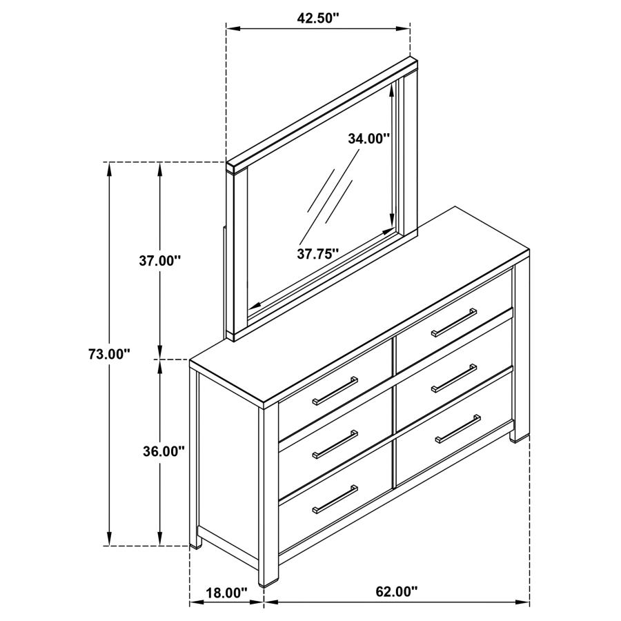 (image for) Kieran 6-drawer Dresser with Mirror Grey